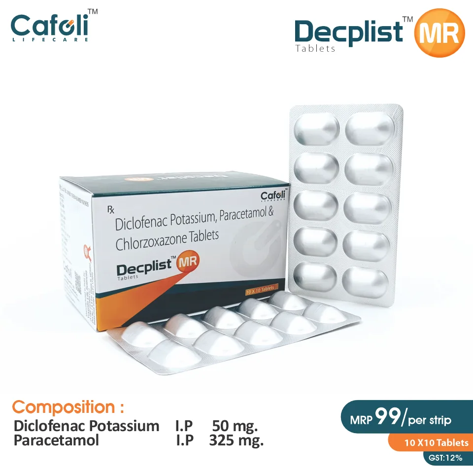 Chlorzoxazone + Diclofenac + Paracetamol Tablet at the best price in PCD Pharma Franchise for Pain and Muscle Spasm Relief